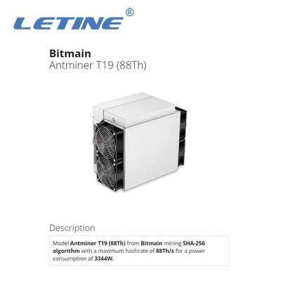 Alta rafadora del algoritmo BTC del beneficio SHA-256 de Bitmain Asic Antminer T19 88T 3344W S19 similar