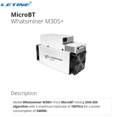 interfaz de Ethernet 75db de los mineros 3400W M30s SHA 256 de 100Th/S M30s+ Asic