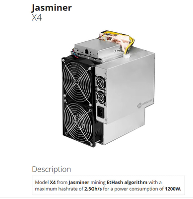 Minero asic Crypto de JASMINER X4 2.5GH 5GB ETH etc 1200W ETCHASH ETHHASH