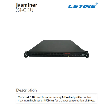 Minero 450Mh 240W de Jasminer X4-C 1U EtHash Asic para los sitios profesionales del sitio casero de IDC