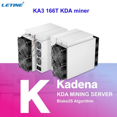 166Th beneficio 100USD del antminer ka3 KDA Blake2S del minero más potente de la refrigeración por aire más