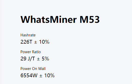 Minero hidráulico del algoritmo de Water Cooling SHA-256 del minero de Whatsminer M53 Asic