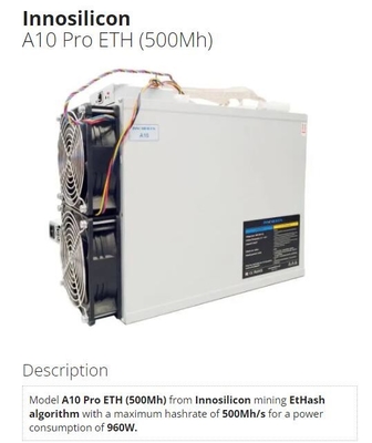 Favorable 500Mh ETH Innosilicon Asic minero Ethereum 960W EtHash Algo de A10