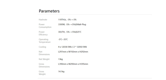 Letine Canaan Avalonminer Avalon A1346 alto Hashrate 110T 3300Watts