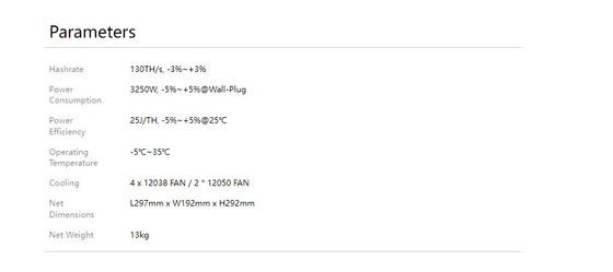 Rafadora de BTC Bitcoin Avalon A1366 130o 3250W SHA-256 alto Hashrate