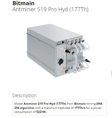 Minero de la hidráulica 255Th Blockchain Cryptocurrency Asic de Bitcoin BTC Bitmain Asic Antminer S19 XP