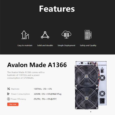 Minero With Power Supply de A1346 A1366 Canaan Avalon Miner 1346 110T Bitcoin