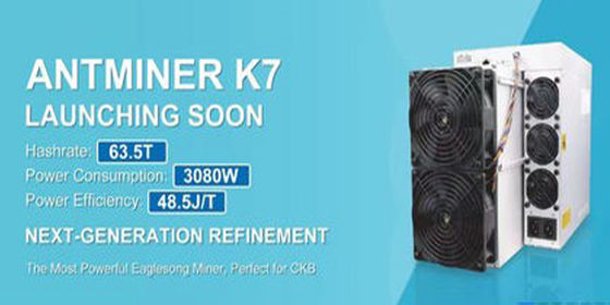 Minero CKB de alto rendimiento Bitmain Antminer K7 63.5Th/S 3080W Nervos Asic Miner Antminer K7 63.5T 58T