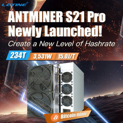 Bitmain Antminer S21 Pro 234T 15J/T BTC Miner S21Pro 234TH/S 3510W Bitcoin Miner