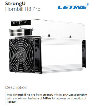 Hornbill H8 favorable SHA-256 3360W 76db de BTC 84.o Strongu