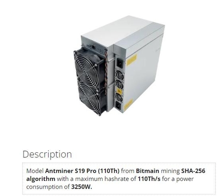 Minero Bitmain Antminer S19 FAVORABLE 110Th S19A usado favorable 110T Bitcoin de Sha256 BTC