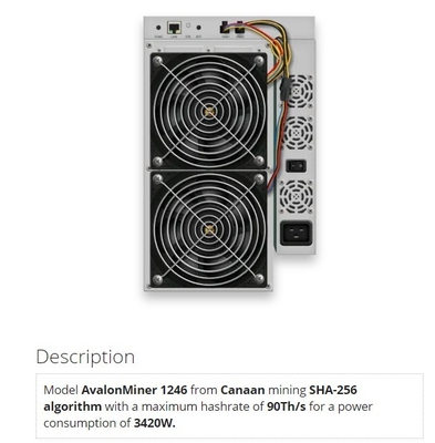 Interfaz de Ethernet de BTC 87T 90T 93T Avalon A1246 85t SHA256 3420W