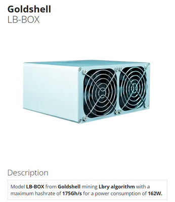 Interfaz de Ethernet del minero 175Gh 162W 35db de Goldshell Asic de la Libra-caja