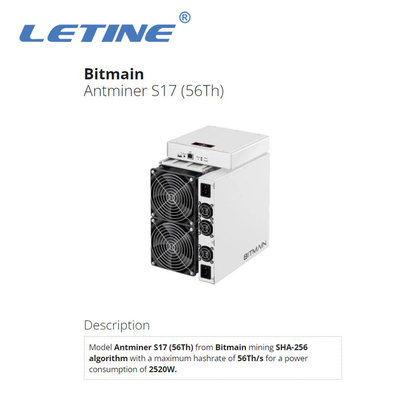 Minero de la rafadora de Bitmain Antminer S17 56T 2520W BTC de la segunda mano T17 64T S17+ 73T 76T Asic