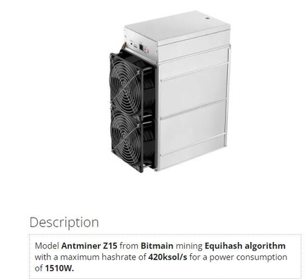 ZEC ZEN Mining Equihash Asic Miner Bitmain rentable Antminer Z15 420ksol