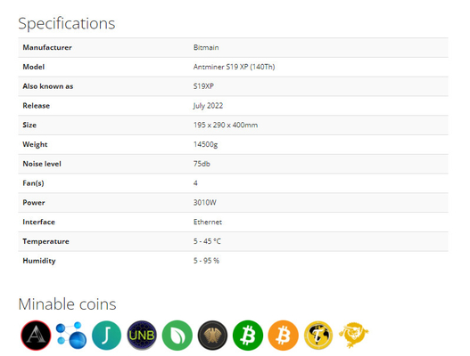 141Th 3010W Asic Bitmain Antminer S19 XP SHA-256 algoritmo Bitmain Asic Antminer de Letine