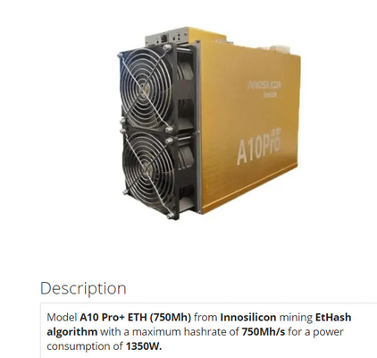 minero A10 Pro+ 8g 7g 6g 5g de 750Mh 720Mh Innosilicon Asic