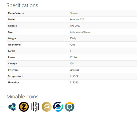 Minero de Asic Bitmain Antminer Z15 420ksol/s para minar la moneda del silencio de ZEC en existencia