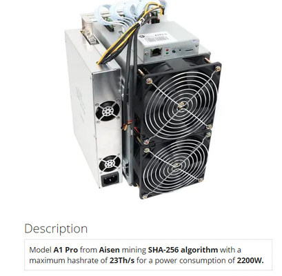 Minero Aisen A1 favorable 23Th/S 26T/S 2200W de Bitcoin Asic del algoritmo de SHA 256